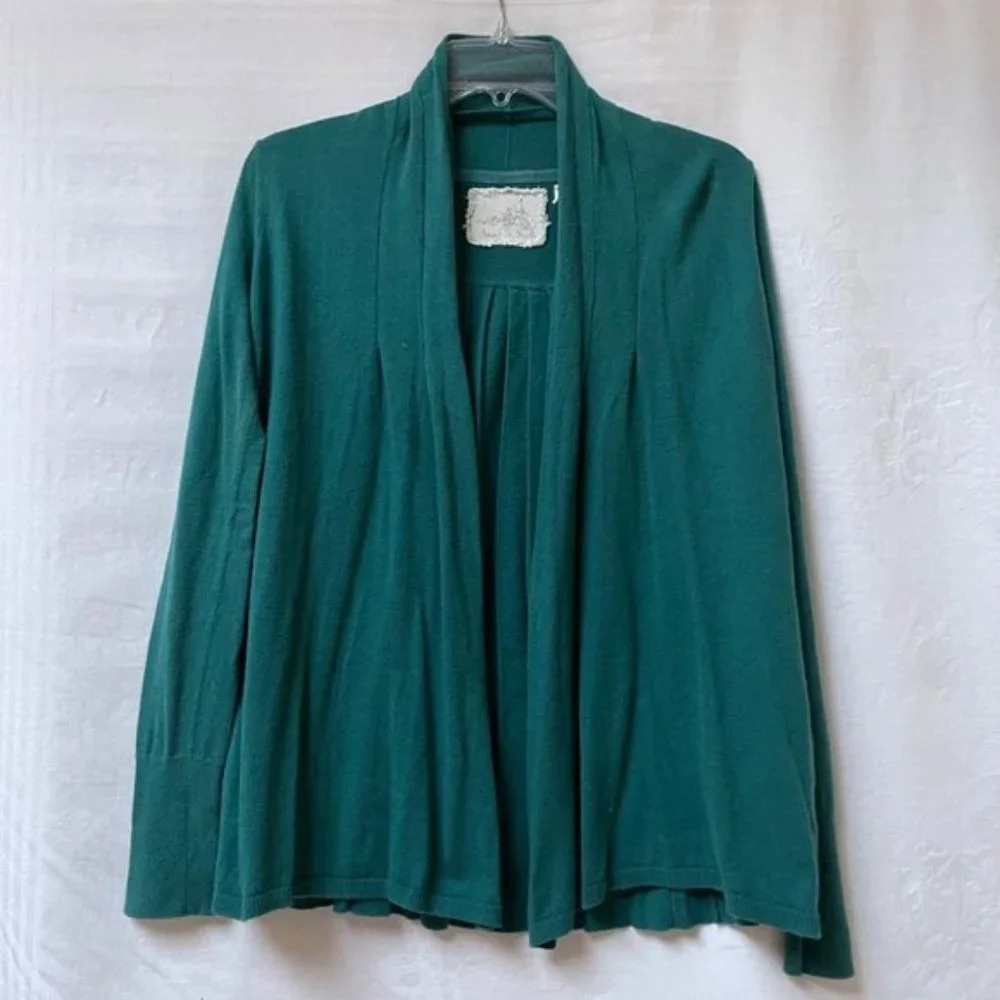 Angel of the North Knit Cashmere Cardigan Womens Small Green Office Party
